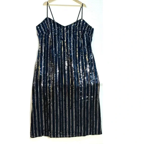 Maeve Sleeveless Sequin Stripe Midi Dress size 2X - Picture 2 of 8